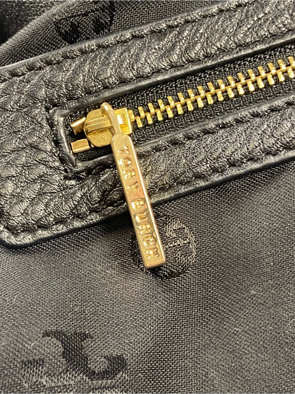 Tory Burch Black Pebbled Leather Convertible Gold Chain Shoulder Bag